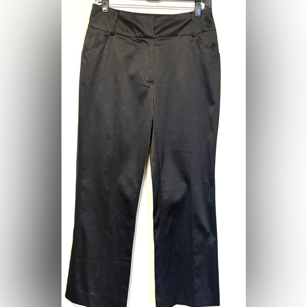 Y2K Spiegel Wide Leg Satin Trousers Pockets Hidden Button Zipper Size 8